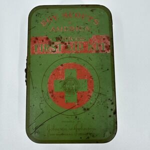 Vintage Boy Scouts Of America Official First‎ Aid Kit By Johnson & Johnson Tin